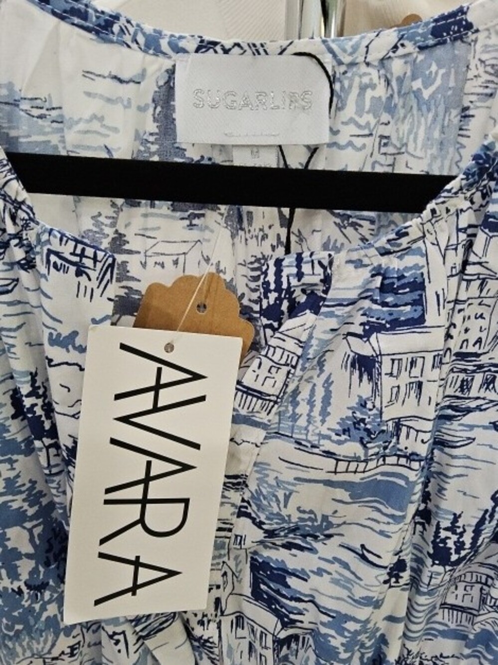Sugarlips Blue & White Maxi Dress with V-Neck - Picture 2 of 2